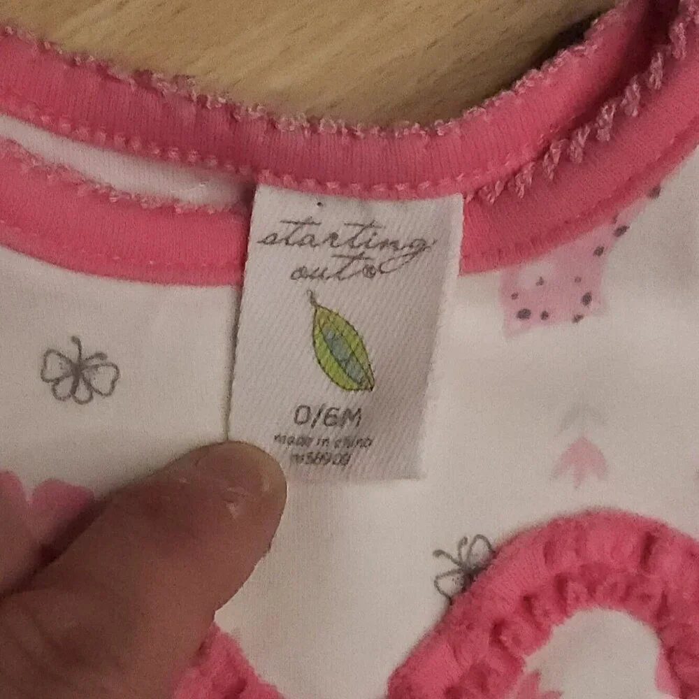 Starting Out Infant Girl's White Pink Butterfly Sleep Gown 0-6